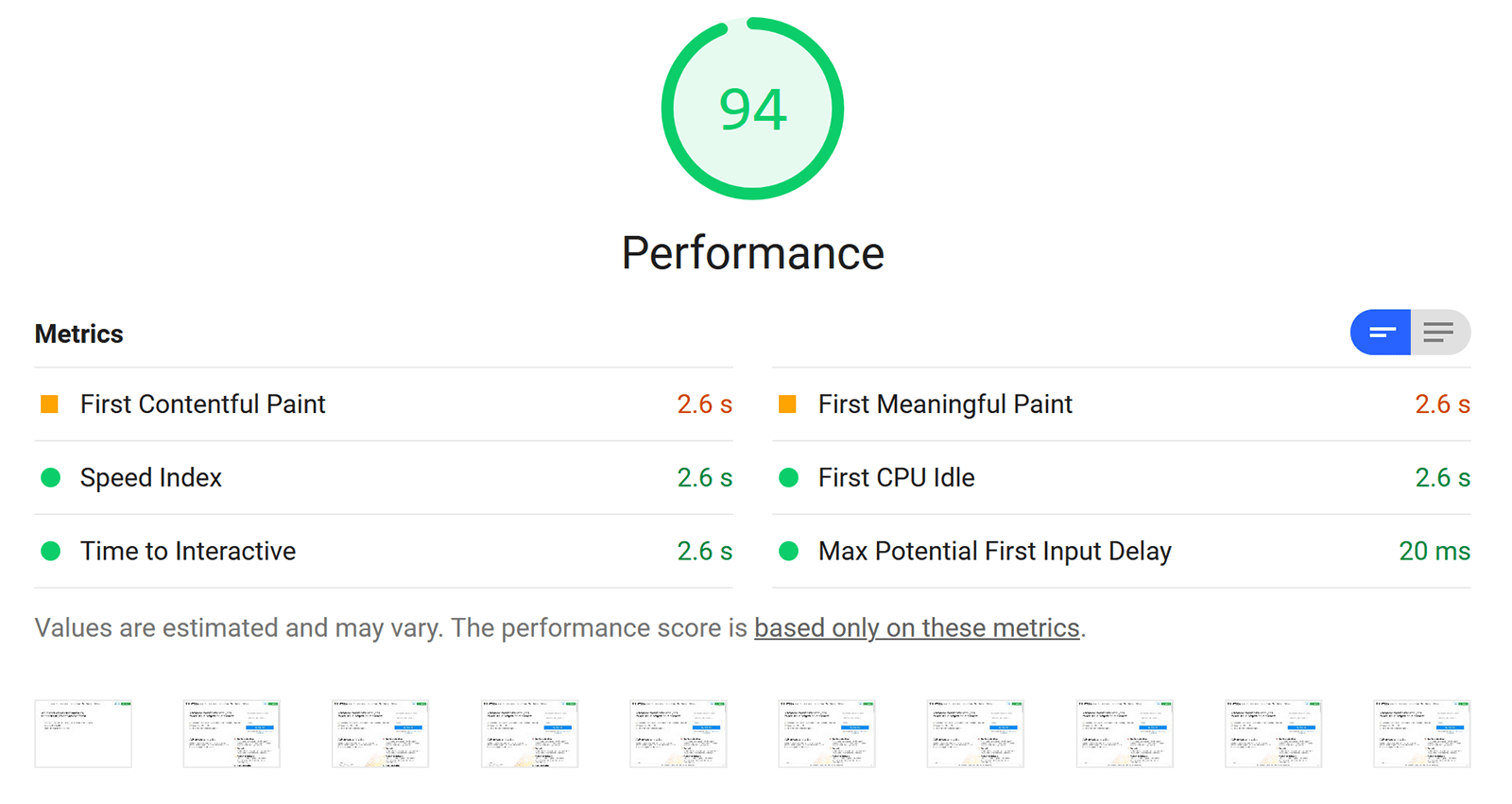 Website speed test — the system compares your site's loading speed with the one from other sites