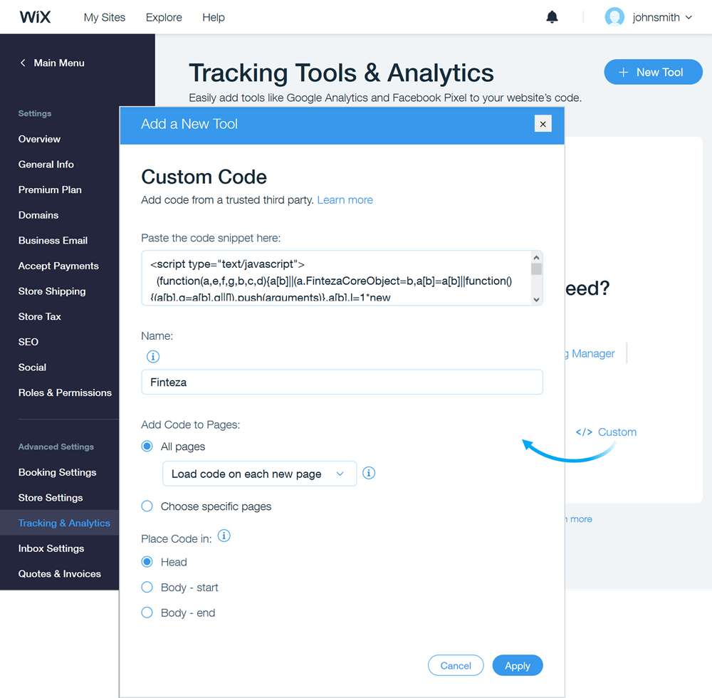 Entre en el apartado Settings \ Tracking & Analytics