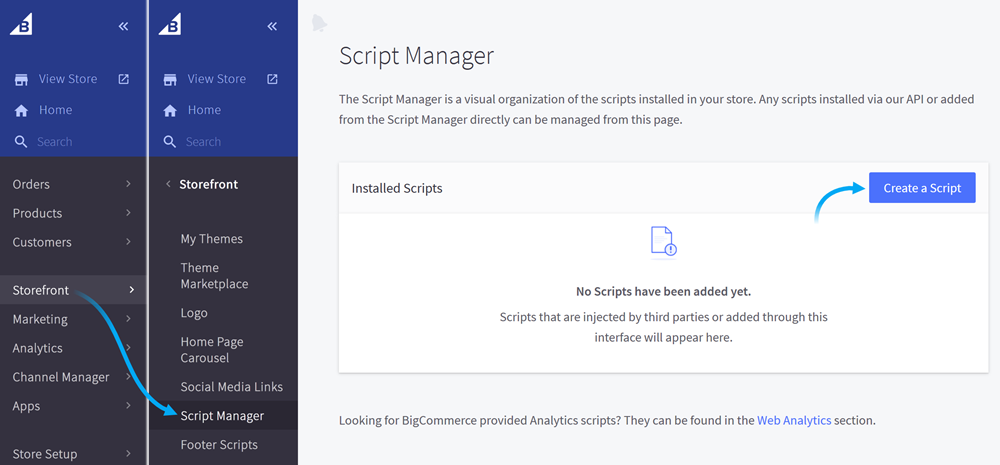 Open de Script Manager en maak een nieuw script